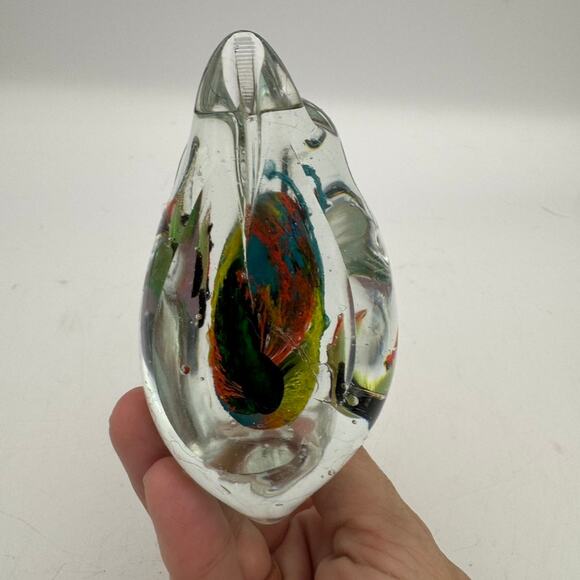 Murano Style Art Glass Dolphin Aquarium Fish Figurine Paperweight 5x4 - Picture 7 of 8